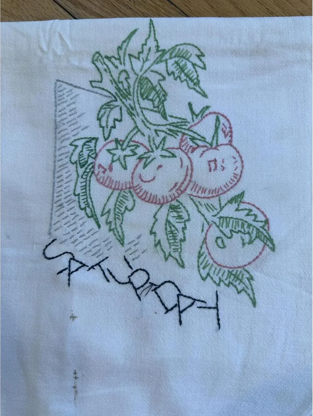 6 VTG Days Of The Week Embroidered Flour Sack Tea Towels Farmhouse Cottagecore